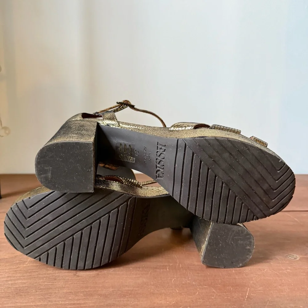 Esska Valerie Gold Heel Strappy Sandal - 39 - Picture 9 of 10